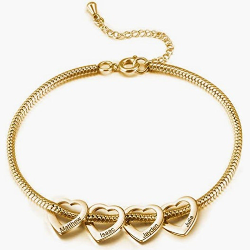 Wholesale  Adjustable Anklet Bracelet Stainless Steel Heart-Shaped