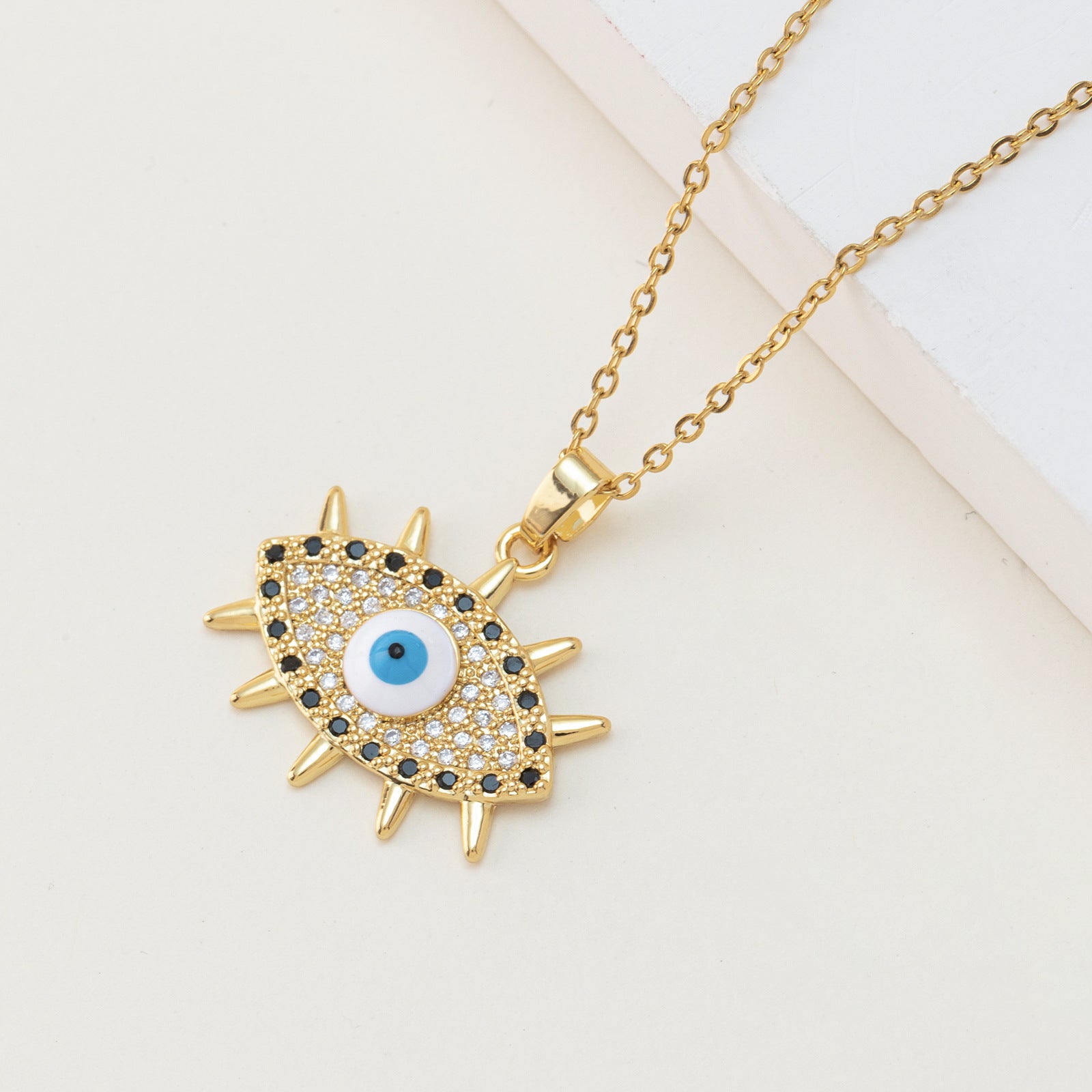 Wholesale Copper Gold-plated Micro-inlaid Zircon Oil Drops Devil's Eye  Pendant