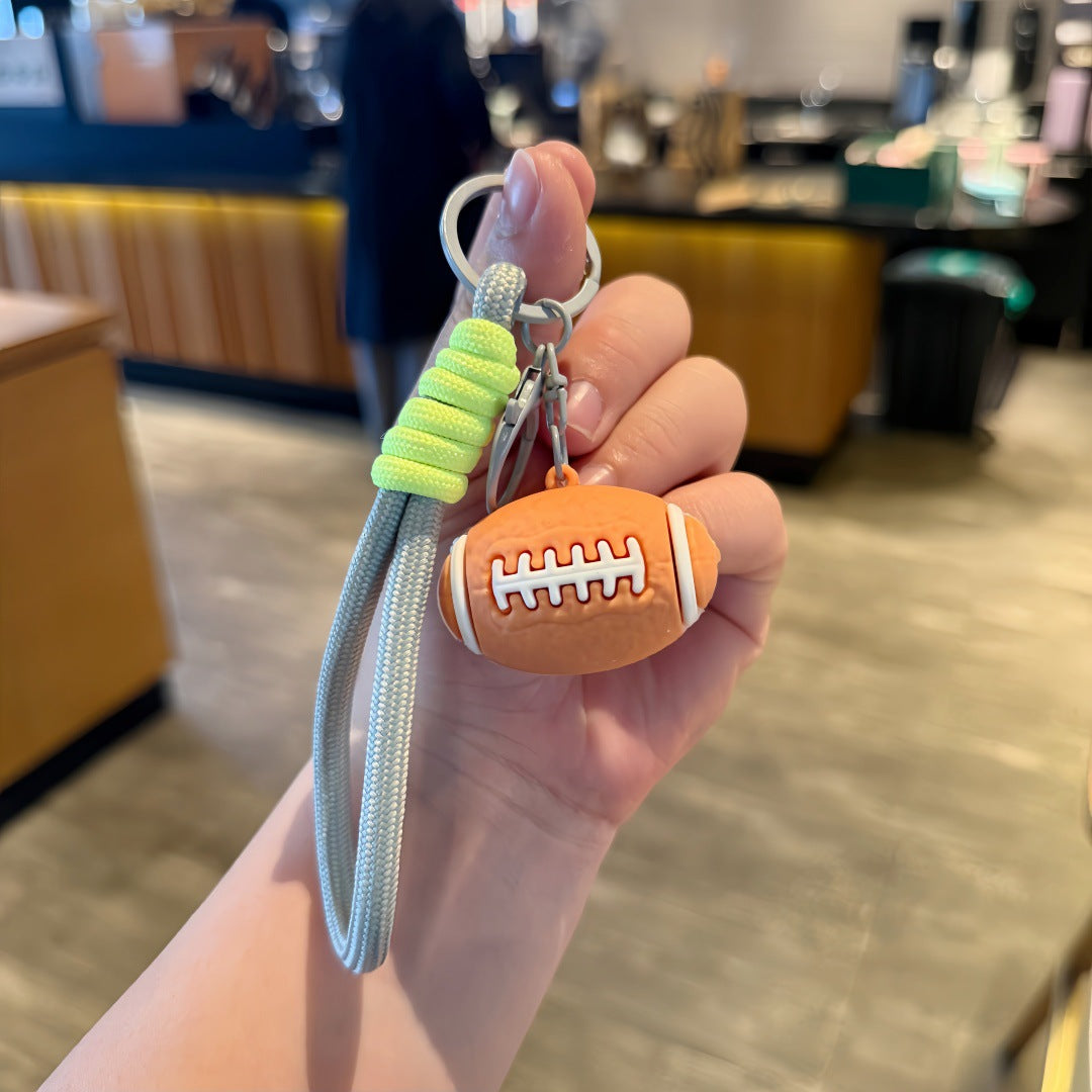 Wholesale Cartoon Sports Ball Keychains PVC Basketball Football Bag Charm for Boys