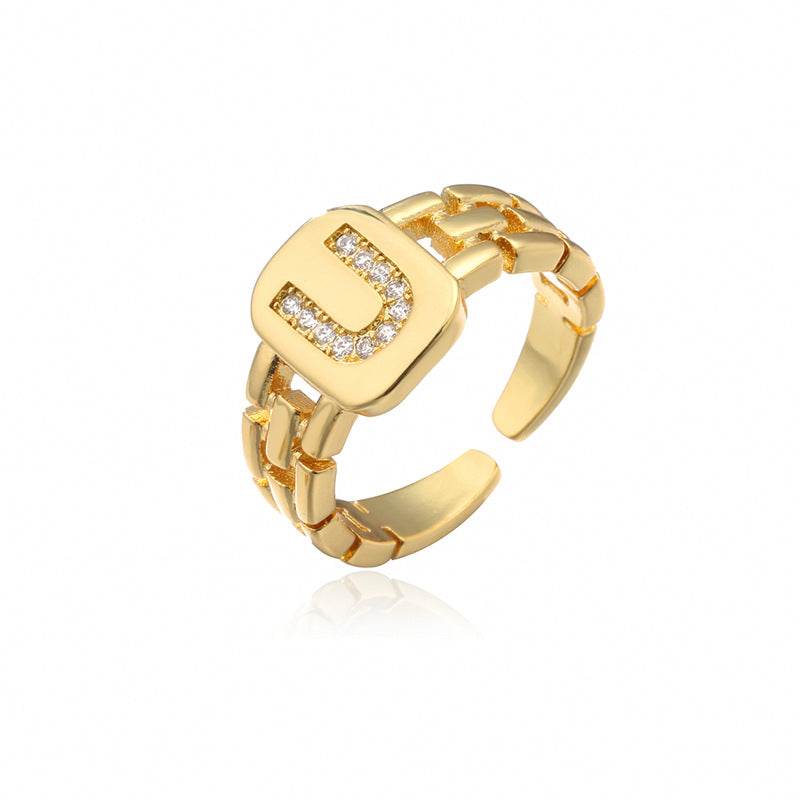 Wholesale 26 Letters Open Adjustable Ring ACC-RS-AoGu007