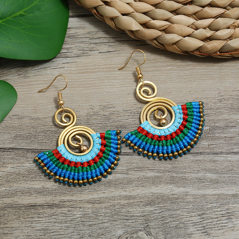 Wholesale Boho Ethnic Style Earrings Hand Braided Vintage Earrings Bohemian ACC-ES-Luox001