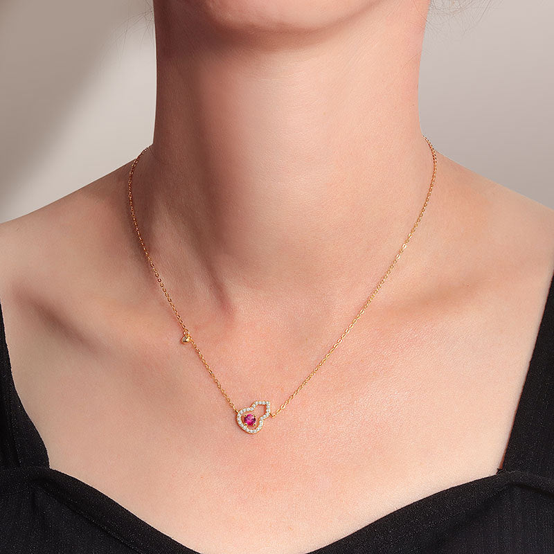 Wholesale S925 Sterling Silver Plated 18K Gold Hollow Gourd Shape Pendant Necklace