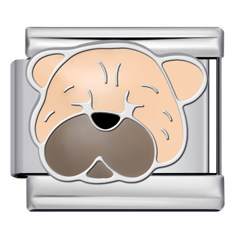 Wholesale 5pcs Italian Charm Bracelet 9mm DIY Splicing Cute Cartoon Dog Stainless Steel Composable Bracelet