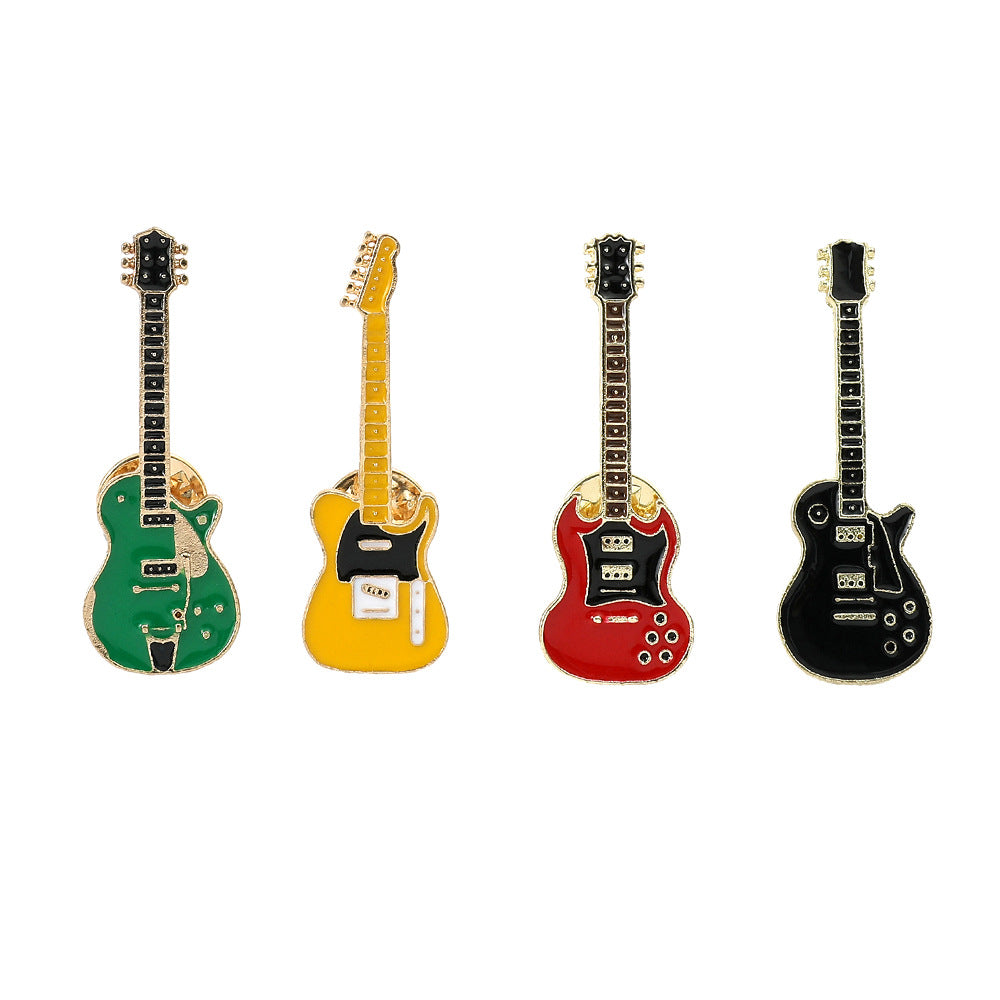 Wholesale Alloy Electroplated Retro Electric Guitar Brooch Pin Music Fashion Accessory For Gift