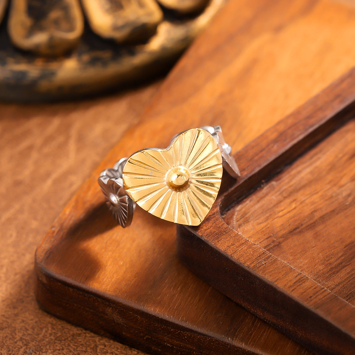 Wholesale Stainless Steel Geometric Open Wide-Band Ring