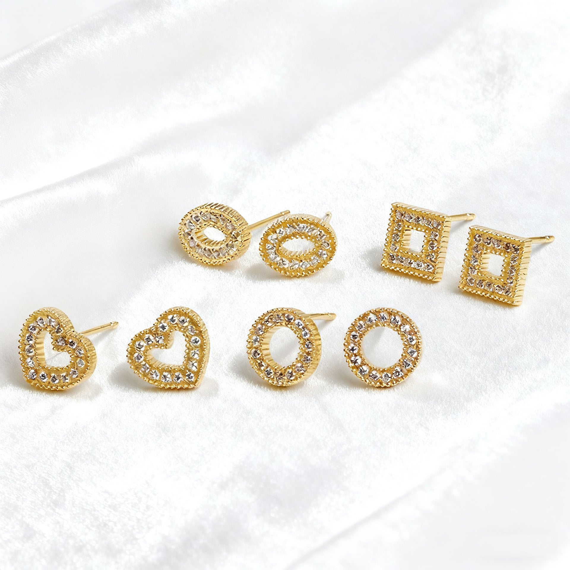 Wholesale Titanium steel geometric earrings inlaid with zircon