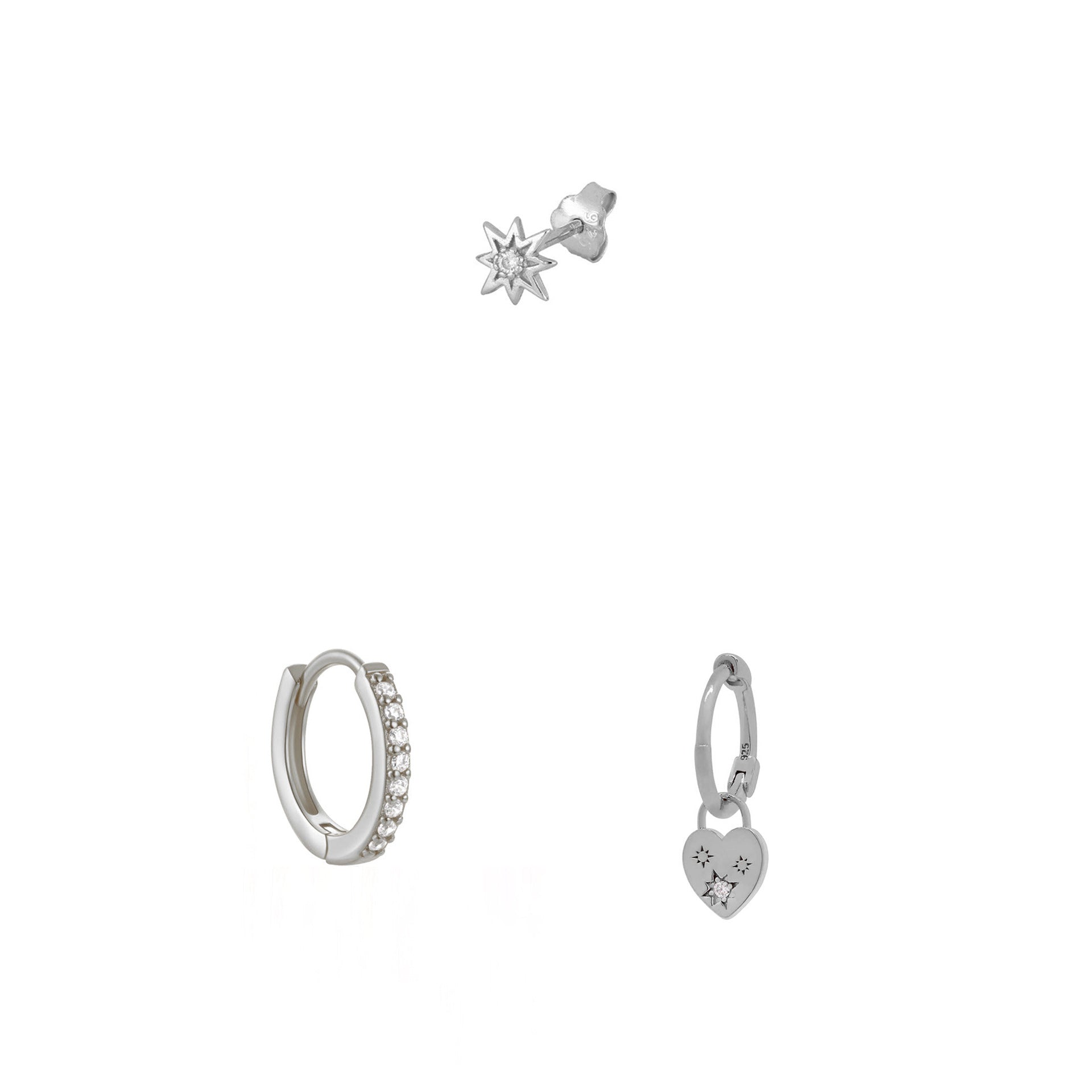 Wholesale European Style Zircon Flower Heart Earrings Set