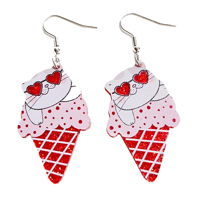 Wholesale 2pcs/ pack Acrylic Valentine' s Day Heart Earrings