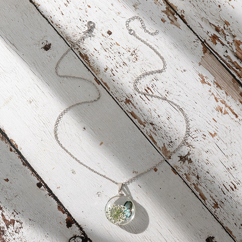 Wholesale crystal clear round glass pendant necklace