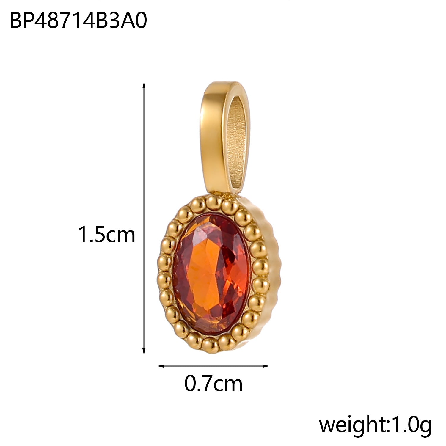 Wholesale Colored Zircon Round DIY Stainless Steel Pendant