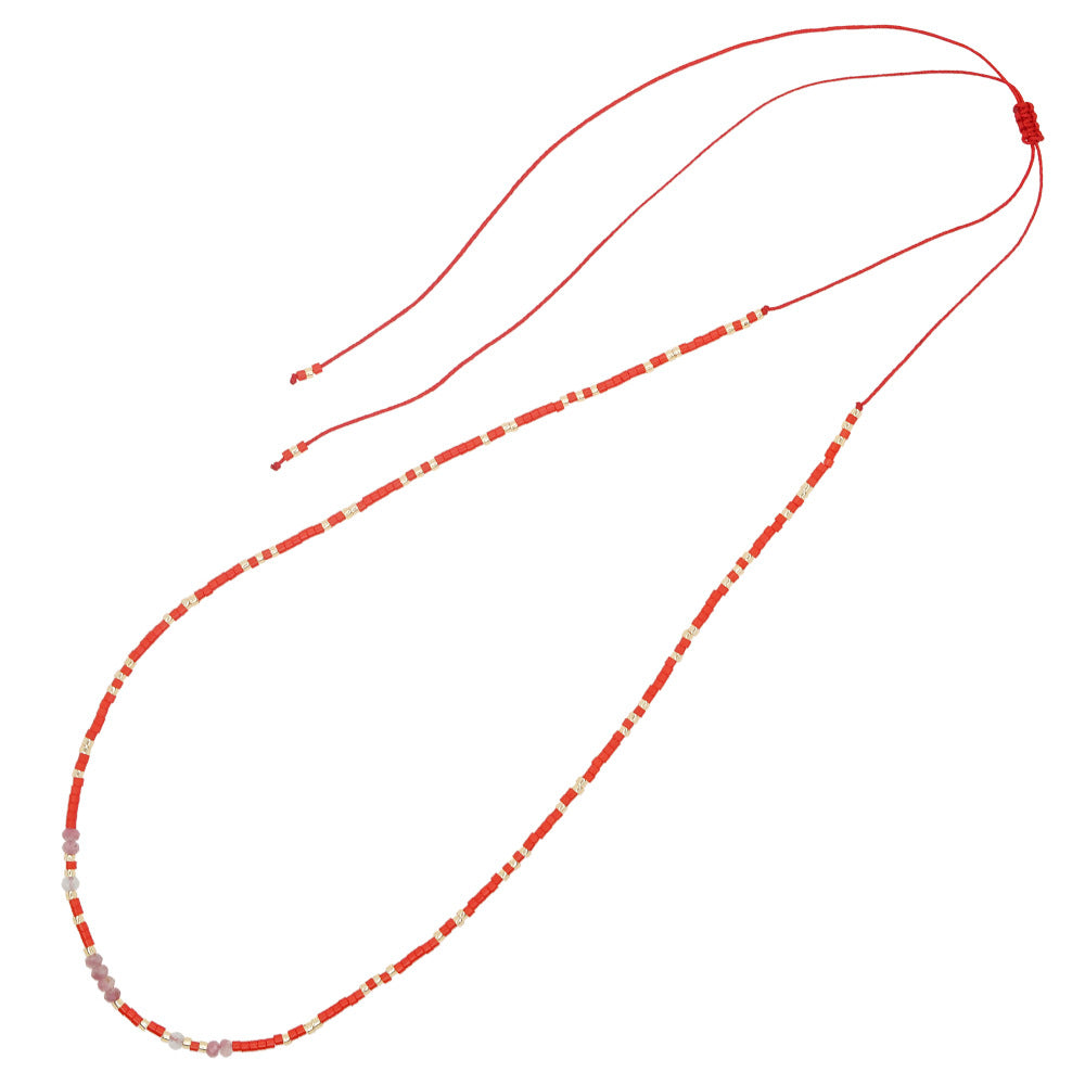 Wholesale personalized all-match jewelry colorful rice beads natural stone beaded necklace