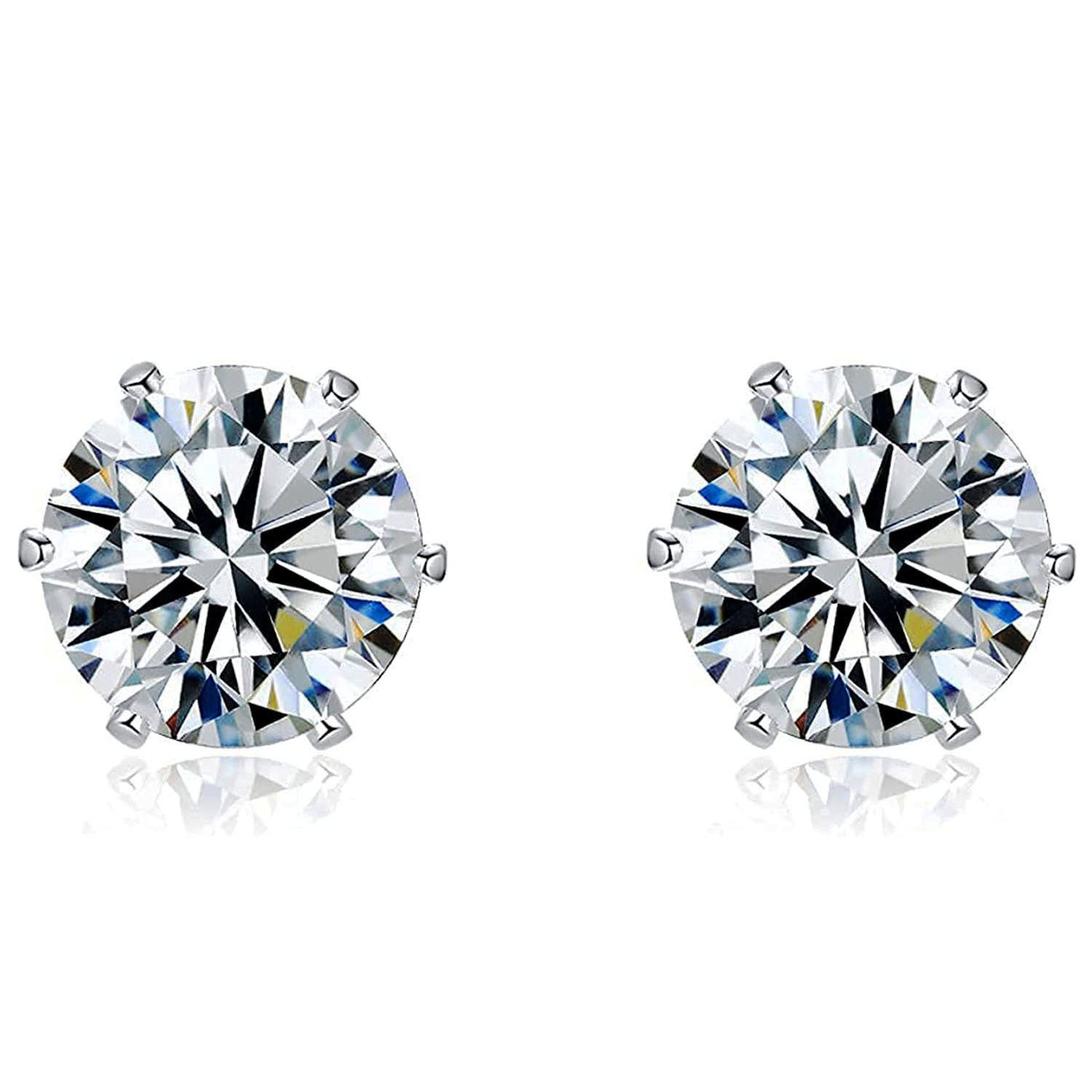 Wholesale 316L stainless steel zircon six-claw diamond earrings