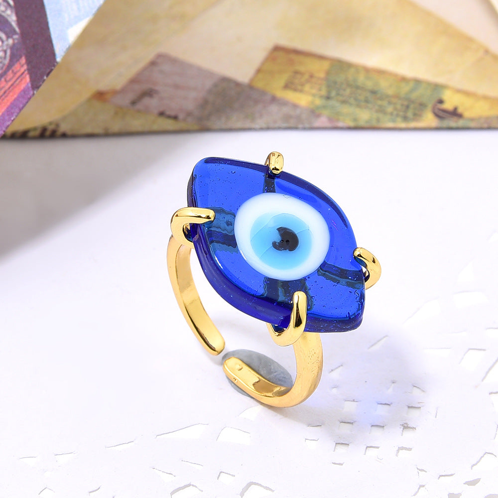 Wholesale Bohemian copper inlaid glass eye ring