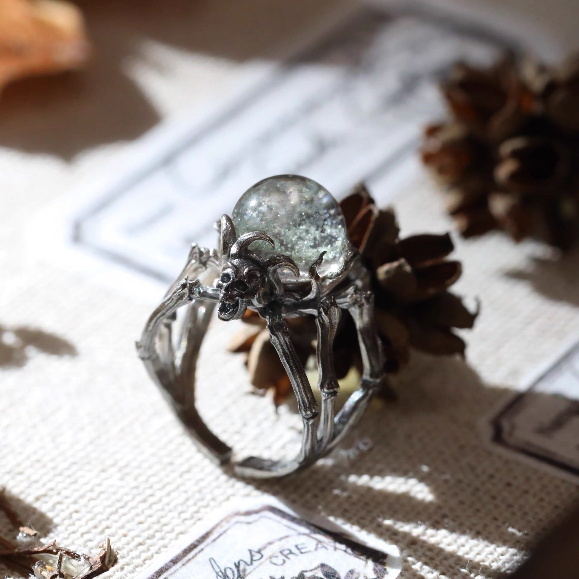 Wholesale Adjustable Gothic Crystal  Skull Ring Alloy Electroplated Trendy Unisex Jewelry Accessory For Everyday Wear