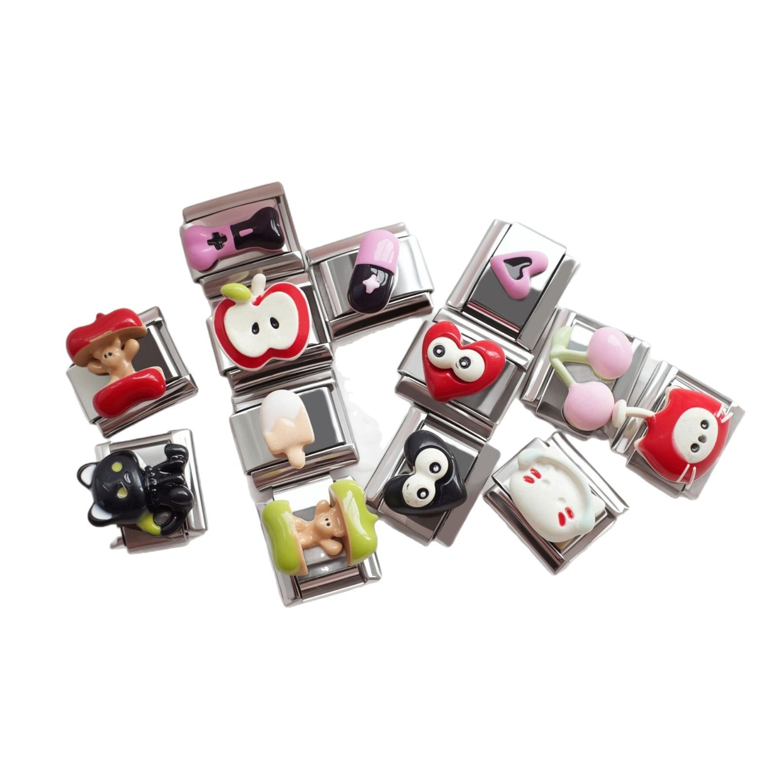 Wholesale 5pcs/pack Cat Italian Charms Single Section Creative Stainless Steel Composable Bracelet