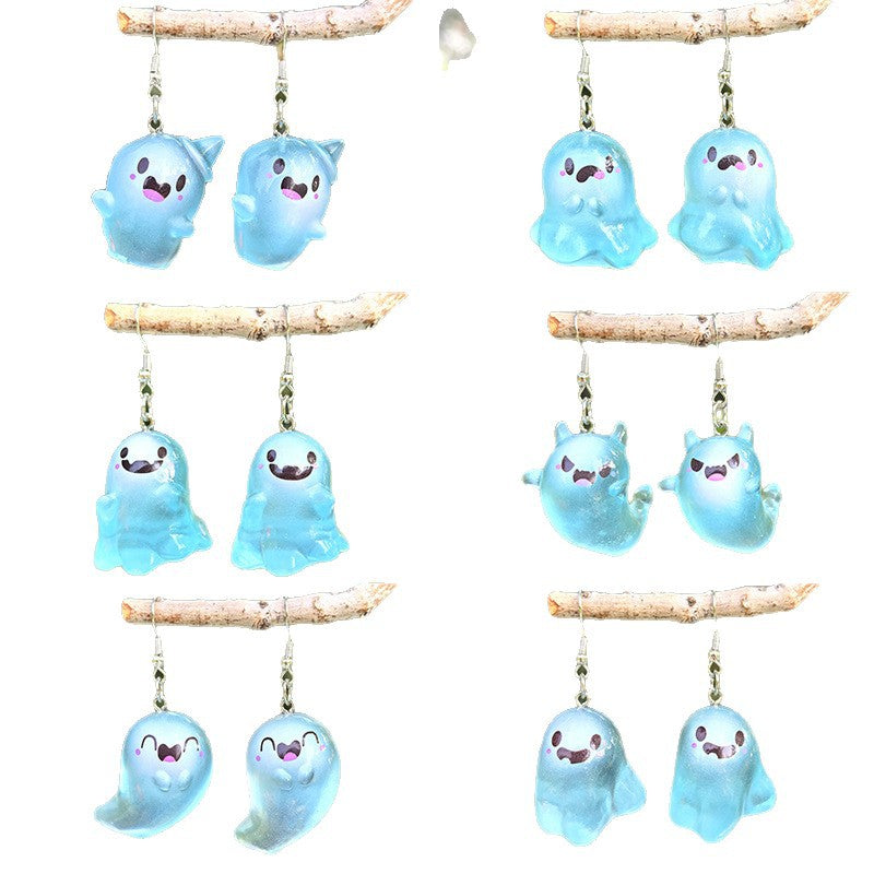 Wholesale Halloween White Luminous Ghost Pendant Earrings