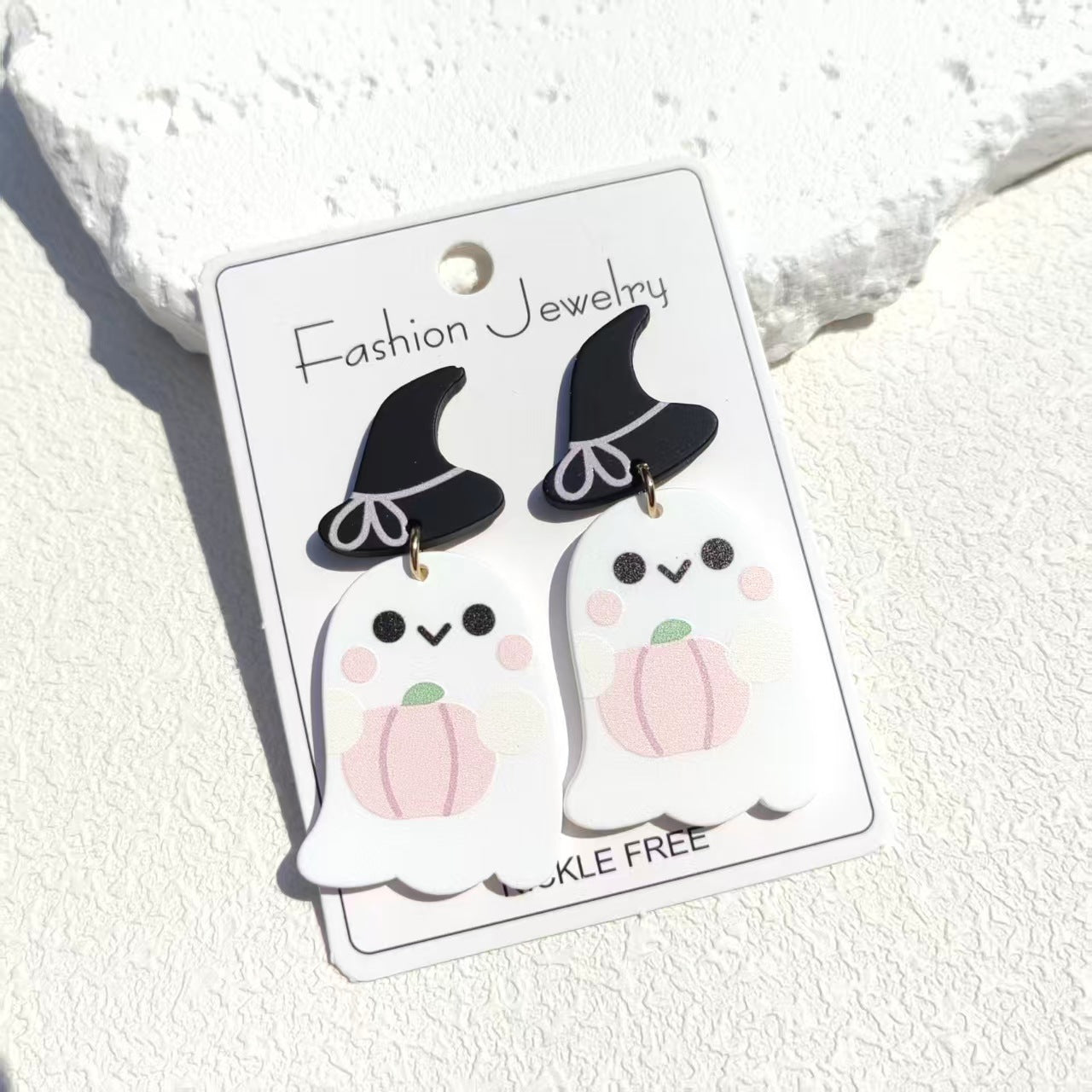 Wholesale  Boo Ghost Witch Hat Zebra Print Acrylic Earrings Party Gift