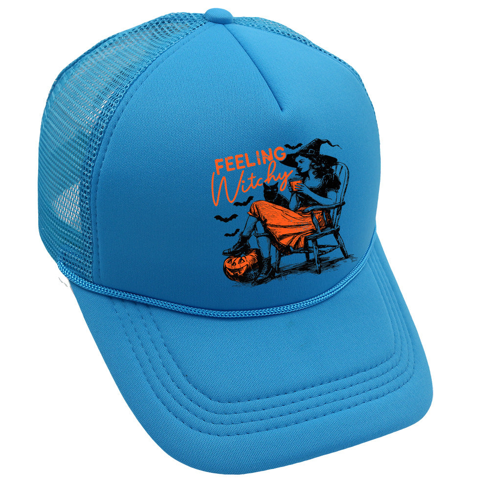 Wholesale Trucker Hat Halloween Pumpkin Witch Baseball Cap Printed Mesh Cap ACC-HT-HaiPu014