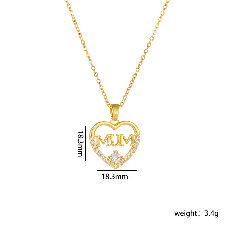 Wholesale Mother's Day Necklace Love Pendant Clavicle Chain Heart Necklace Choker Necklace ACC-NE-Rongc012