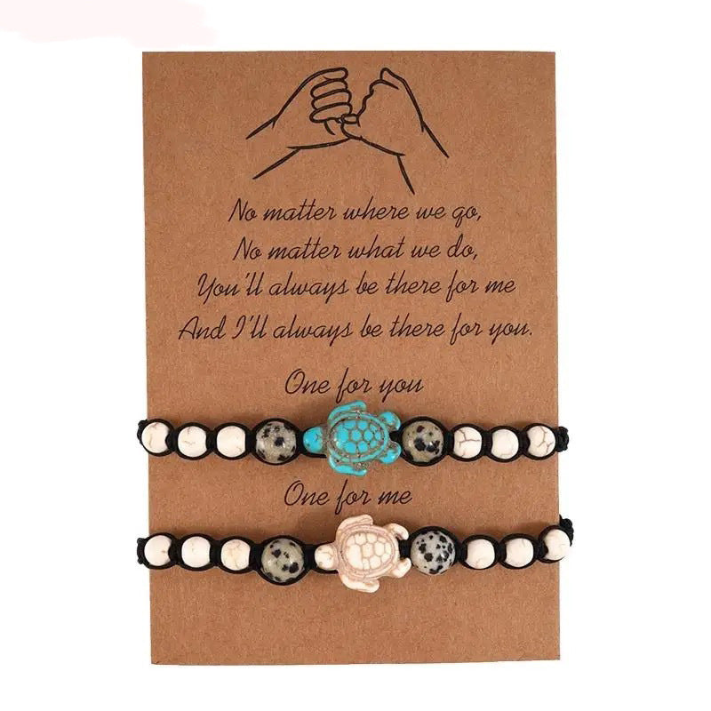 Wholesale Bohemian Turtle Vintage Turquoise Beaded Braided Bracelet