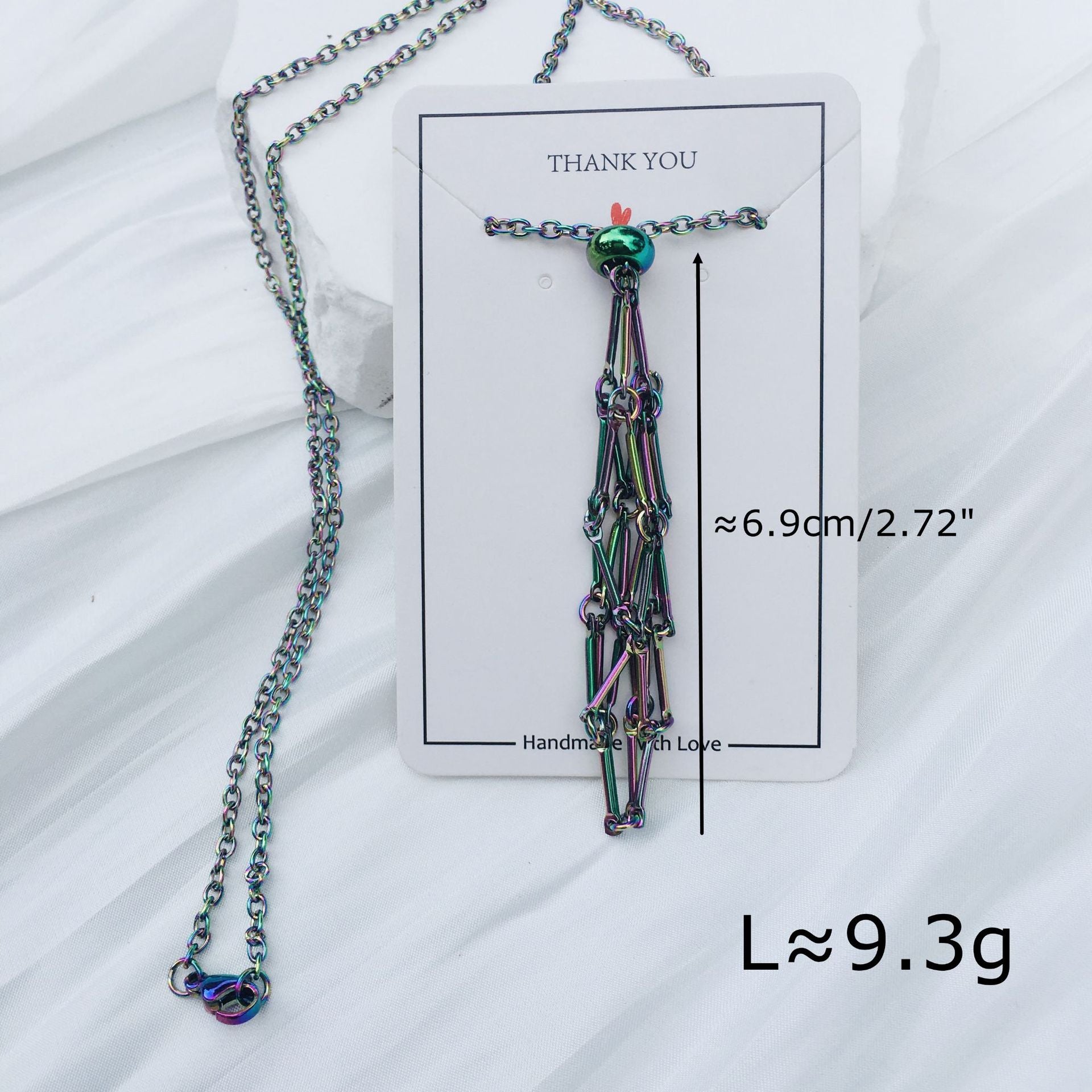 Wholesale Crystal Natural Stone Electroplated Color Bamboo Adjustable Metal Mesh Necklace ACC-NE-RongGuan002