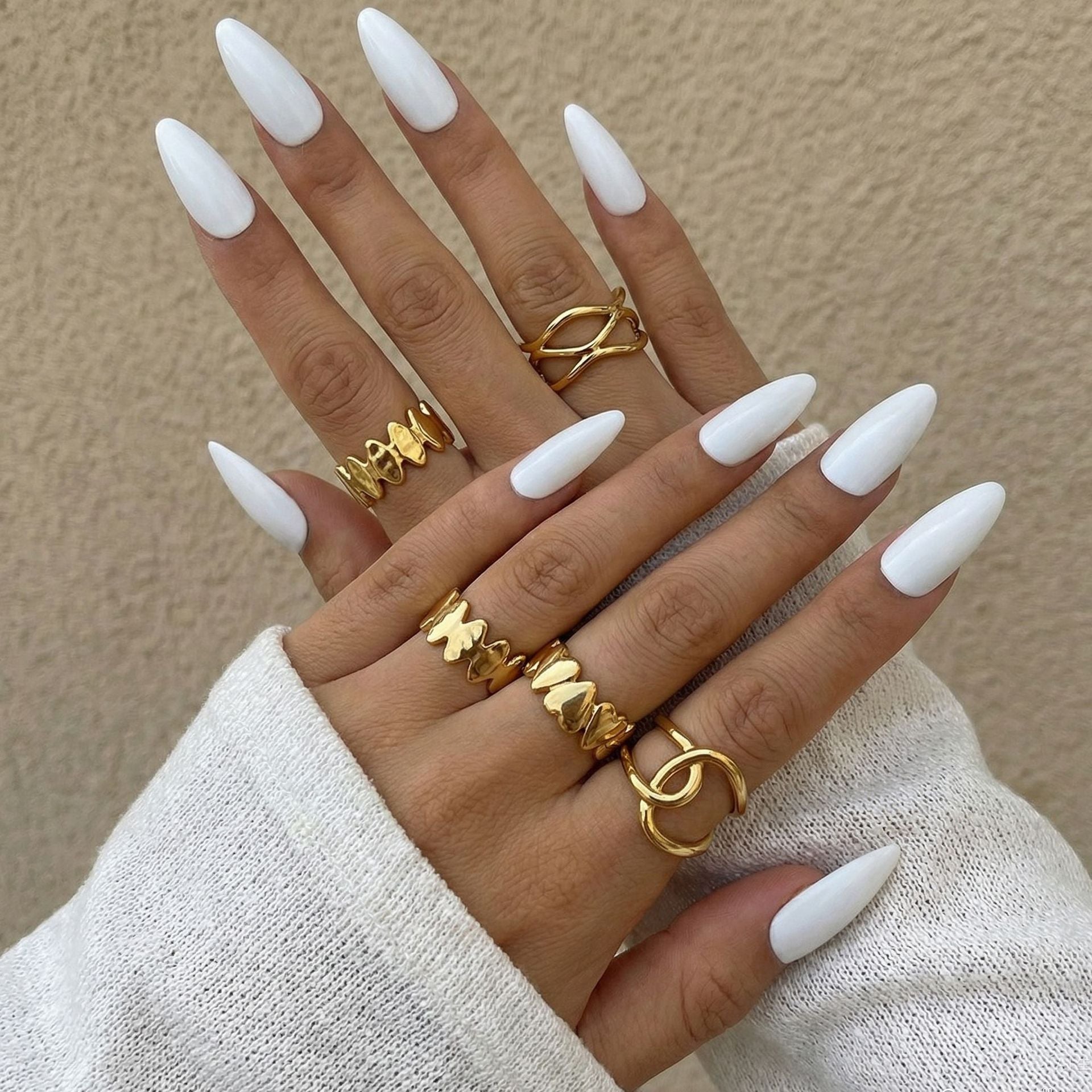 Wholesale Stainless steel gold-plated adjustable ring