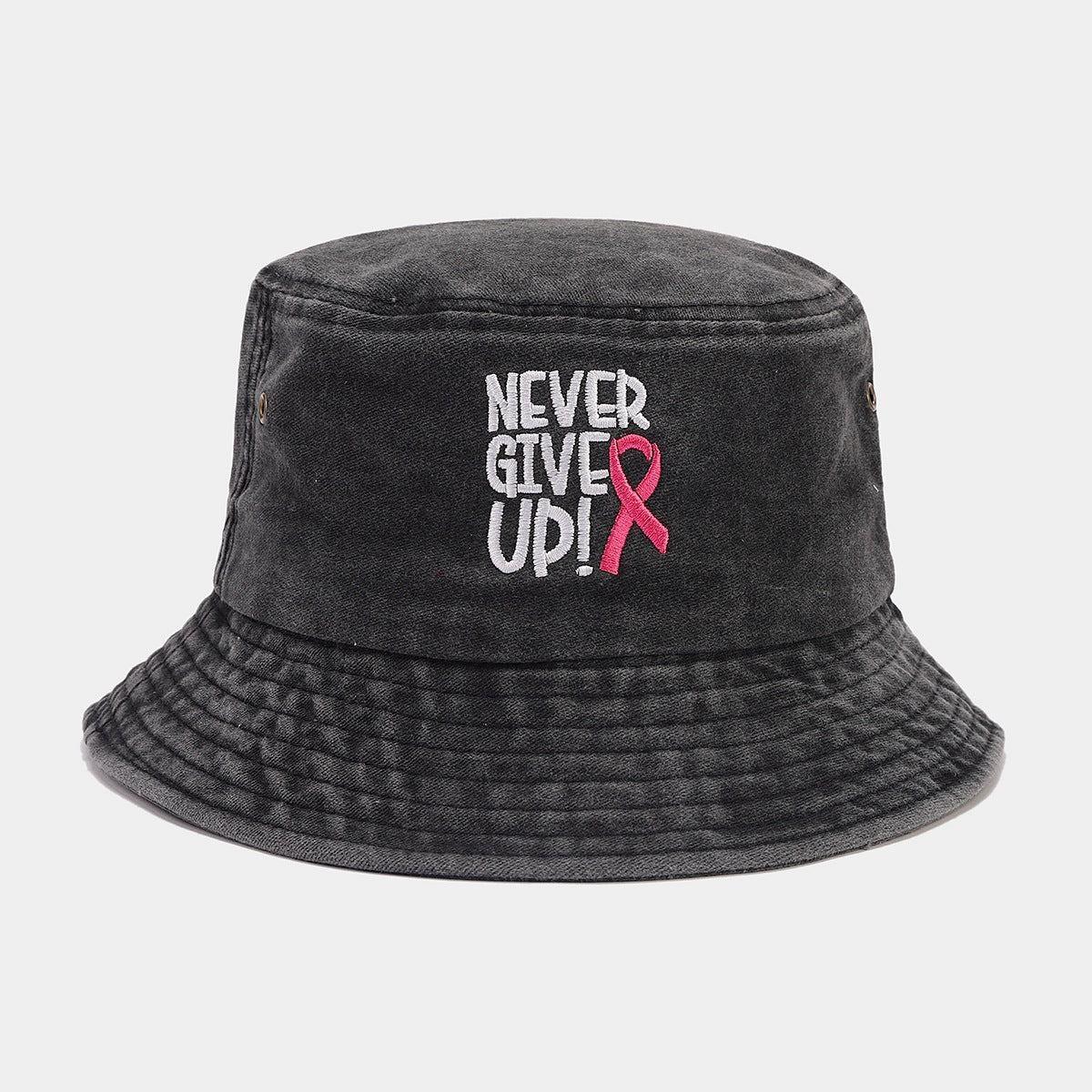 Wholesale Breast Pink Ribbon Embroidery Washed Bucket Hat ACC-HT-LvYi012