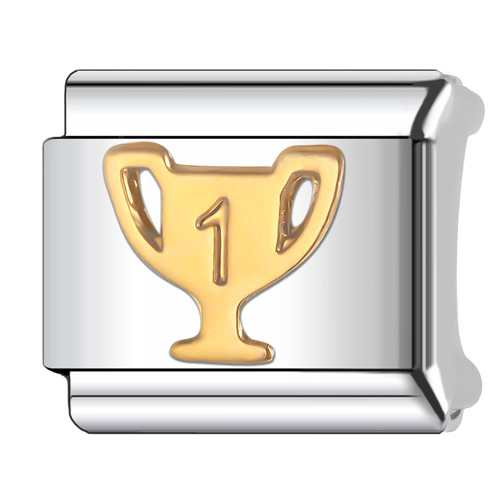 Wholesale Italian Charm Bracelet 9mm DIY Splicing Gold Series Stainless Steel Composable Bracelet