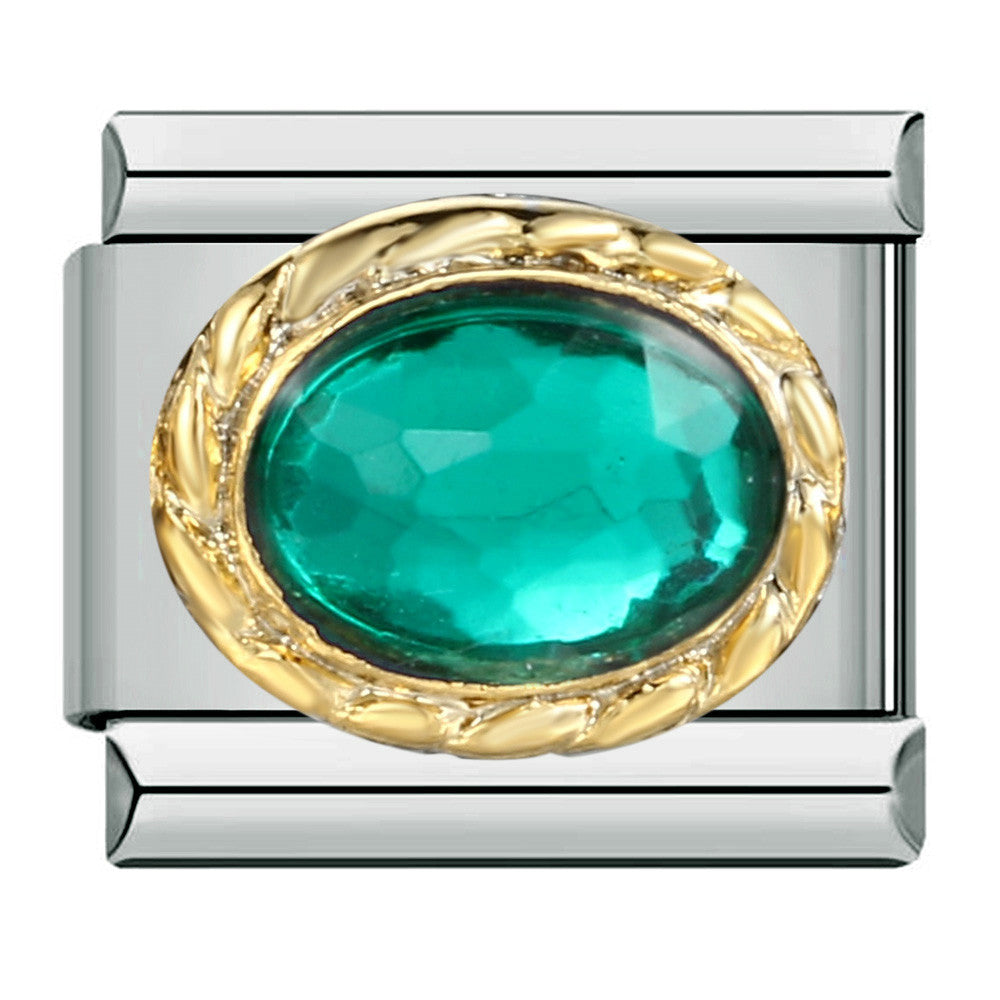 Wholesale  Italian Charm Bracelet 9mm DIY Oval Micro-Inlaid Colored Stone Creative Stainless Steel Composable Bracelet