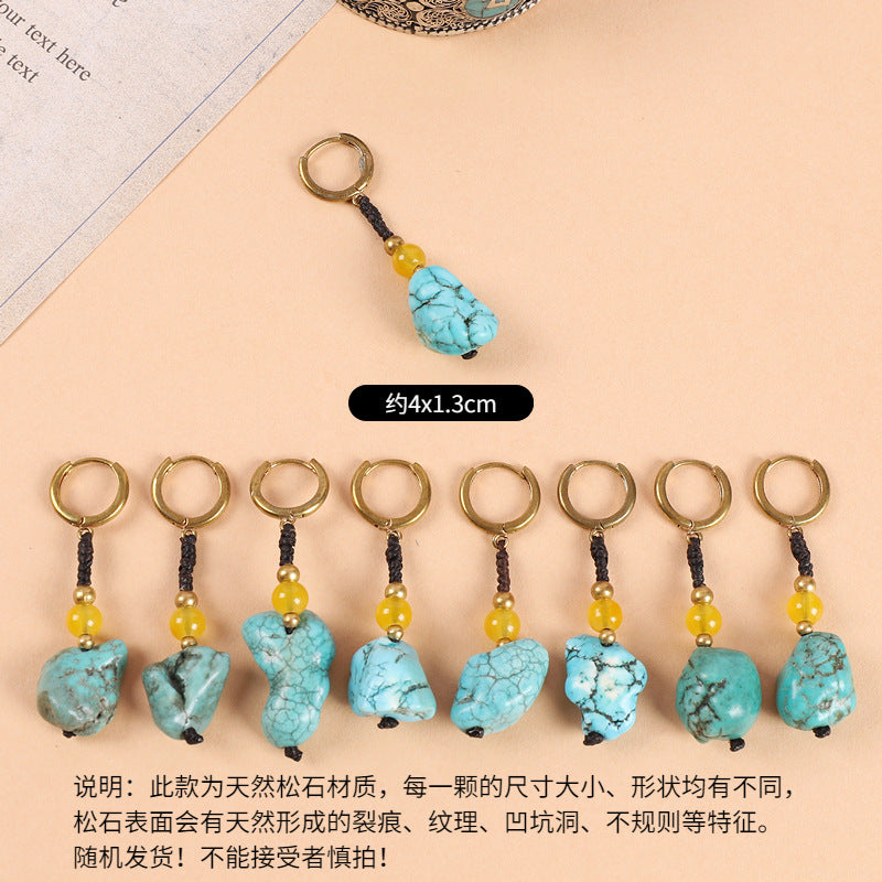 Wholesale Woven Turquoise Ethnic Style Earrings Handmade Vintage Jewelry Accessory Gift