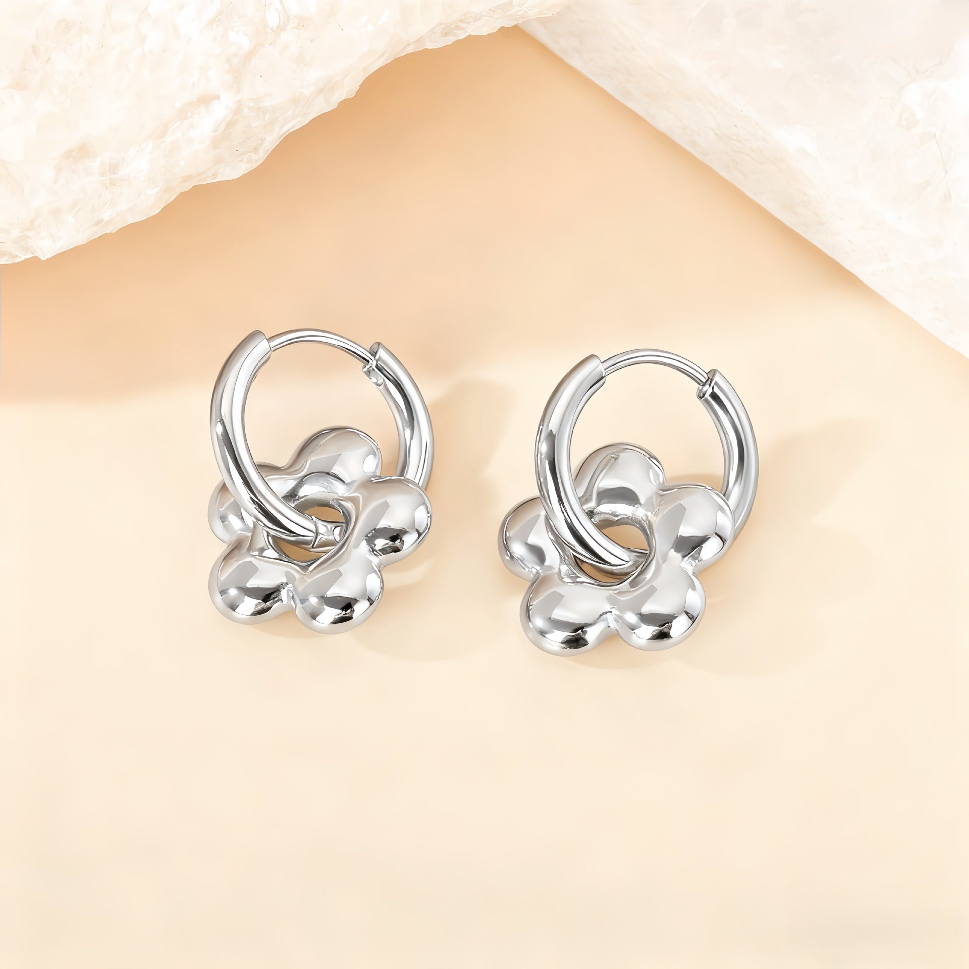 Wholesale Love Elegant Earrings Ear Buckle Titanium Steel Star Moon Geometric Earrings Light Luxury Earrings