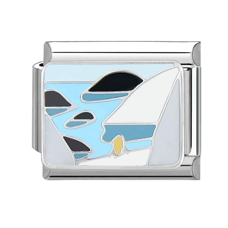 Wholesale  Italian Charm Bracelet 9mm DIY  Blue Series Creative Stainless Steel Composable Bracelet