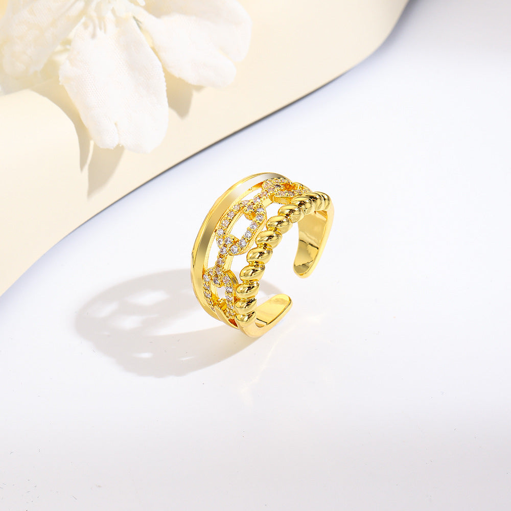 Wholesale Oval rope clasp 18k two-tone plated open ring