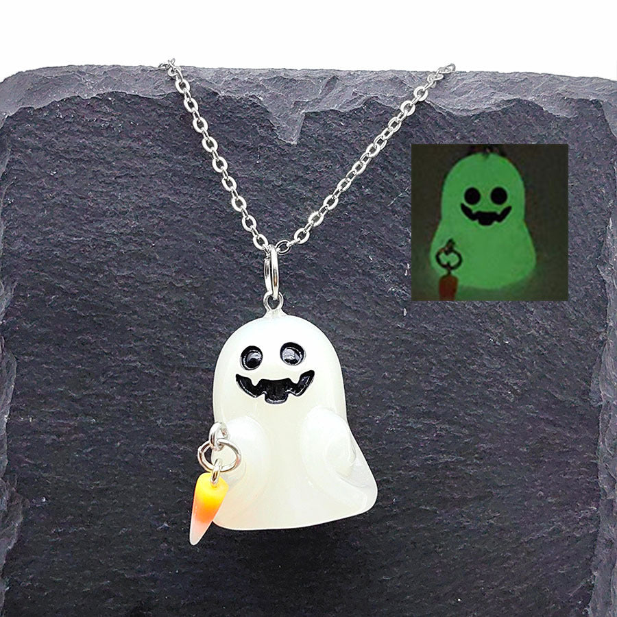 Wholesale Halloween Resin Pendant Luminous Earrings Necklaces ACC-NE-Xizhao001