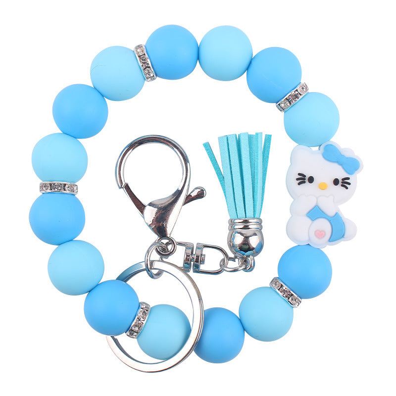 Wholesale  Cartoon Silicone Cat Wrist Keychain