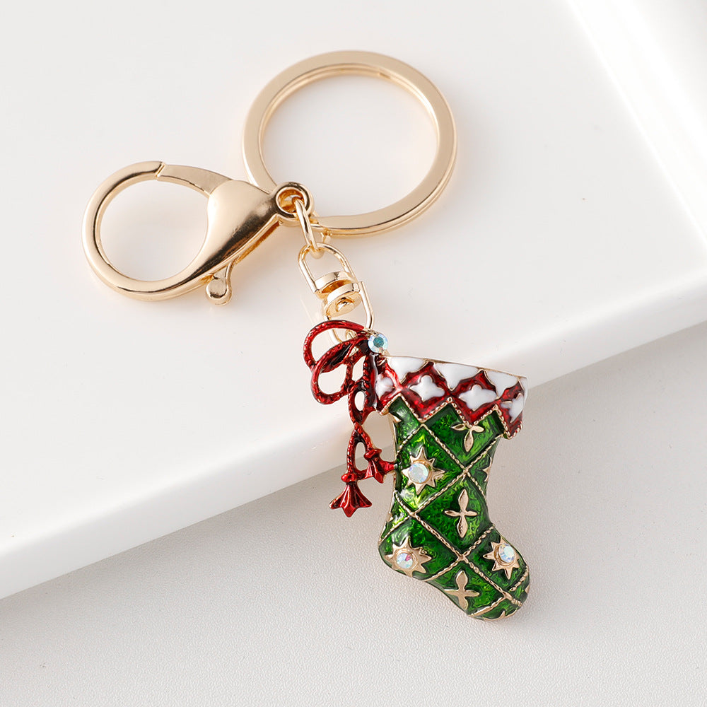 Wholesale Christmas series  cute Christmas tree dripping metal keychain