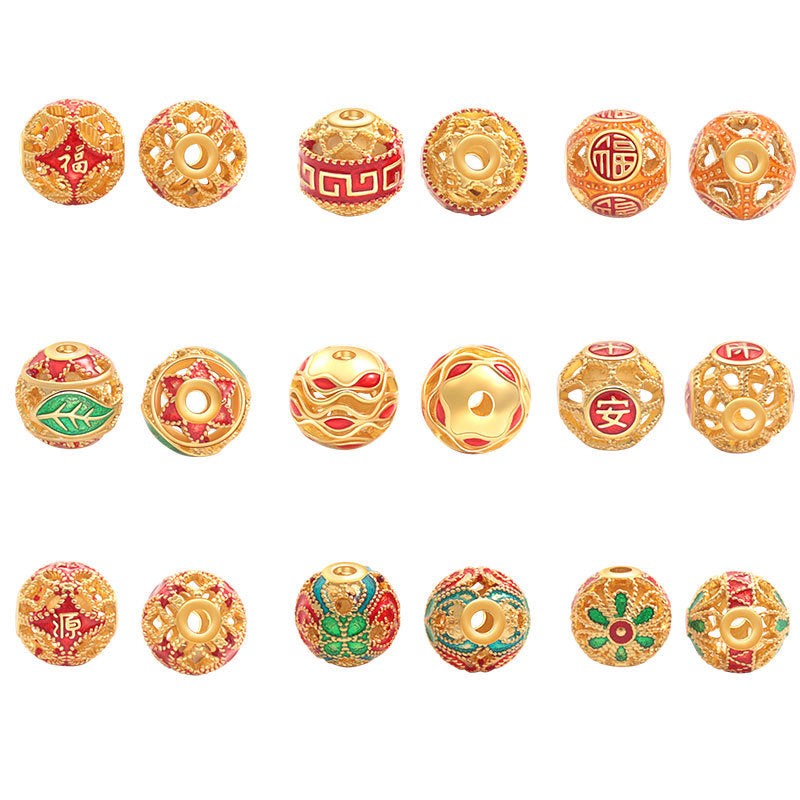 Wholesale S925 sterling silver new style ancient golden auspicious spacer beads