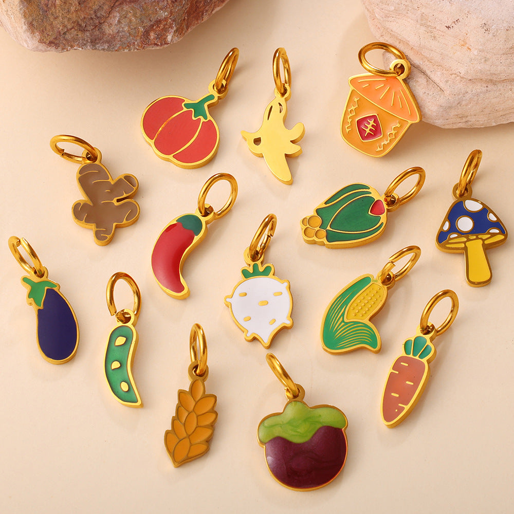Wholesale Vegetable Series Dripping Oil Charms for Jewelry