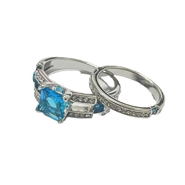Wholesale Trendy Geometric Couple Ring White Alloy Jewelry Accessory Gift Boutique