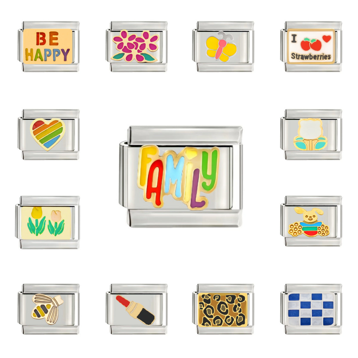 Wholesale 9mm Italian Charm Starter Bracelets DIY square Single Section Creative Stainless Steel Composable Bracelet