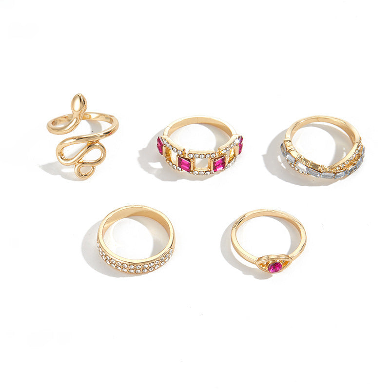 Wholesale Exaggerated Jewelry Alloy Diamond Snake Ring suit