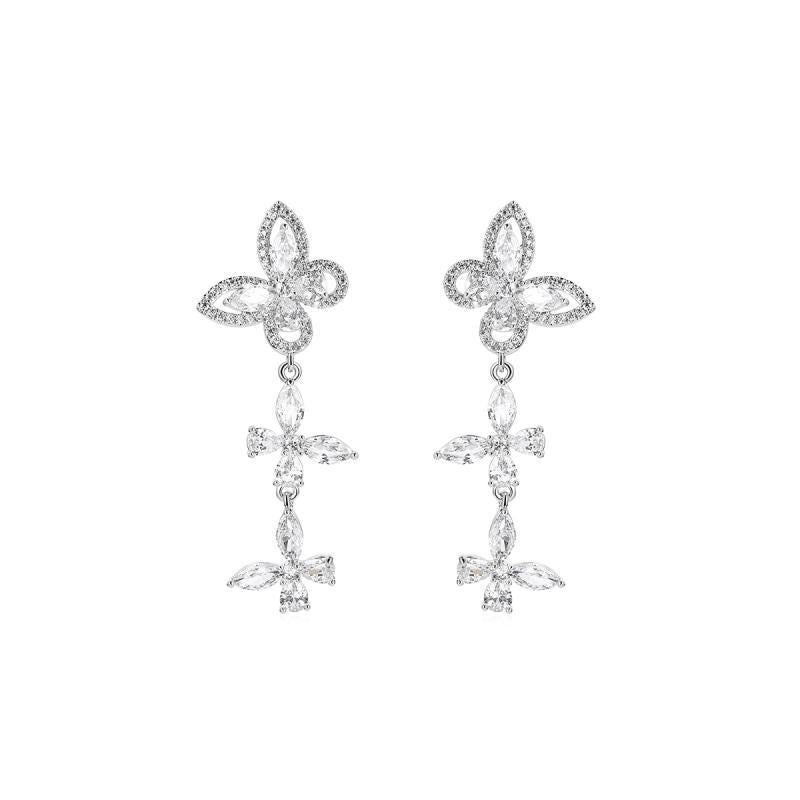 Wholesale zircon diamond butterfly earrings