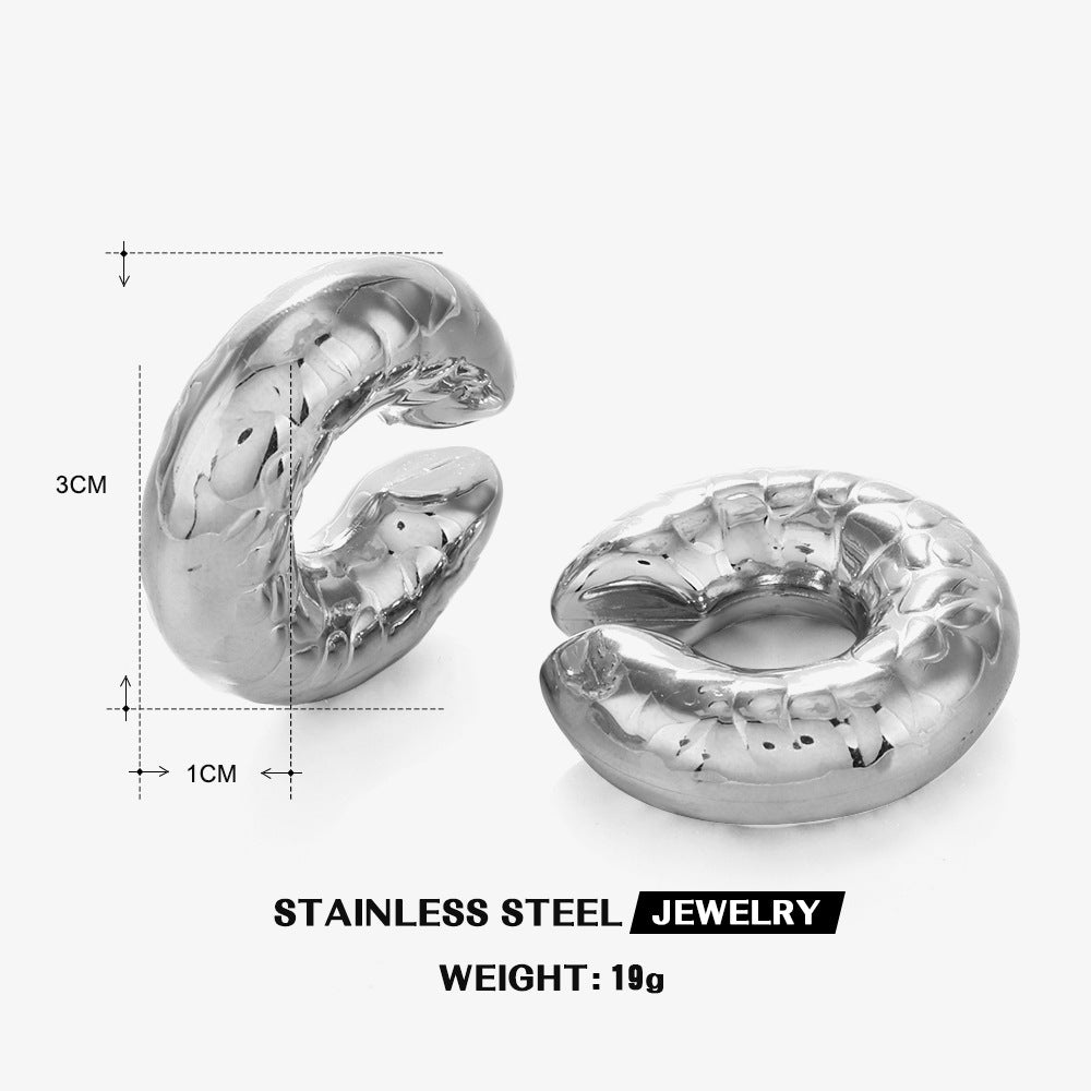 Wholesale C-shaped 18K gold plated stainless steel hollow ear bones