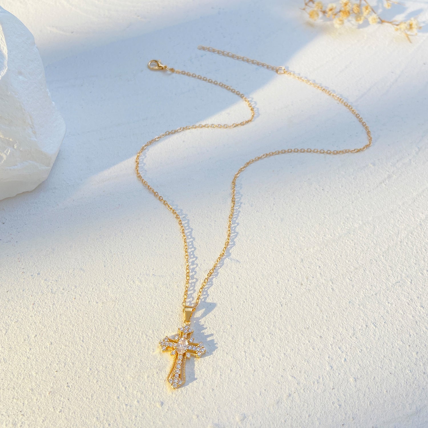 Wholesale Zircon Virgin Cross Necklace ACC-NE-MY004