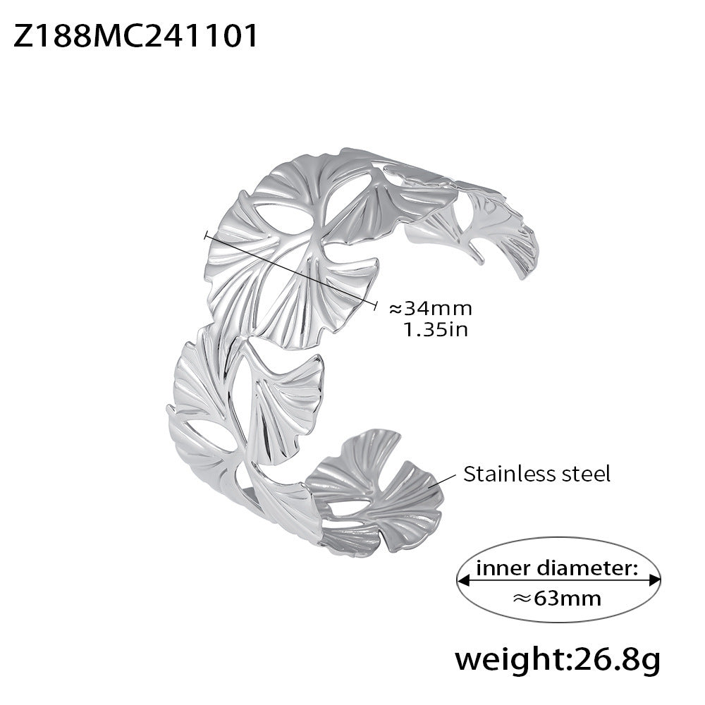 Wholesale Stainless Steel  Flower Hollow Opening Bracelet