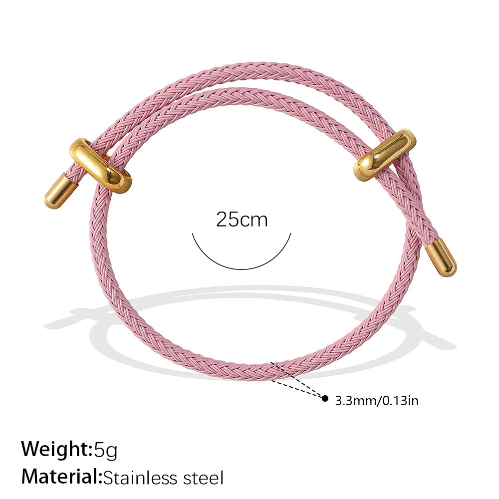 Wholesale Cross-Border European and American Popular Adjustable Rope Multi-Pendant Bracelet DIY Stainless Steel Plated 18K Gold Bracelet Accessible Luxury Model