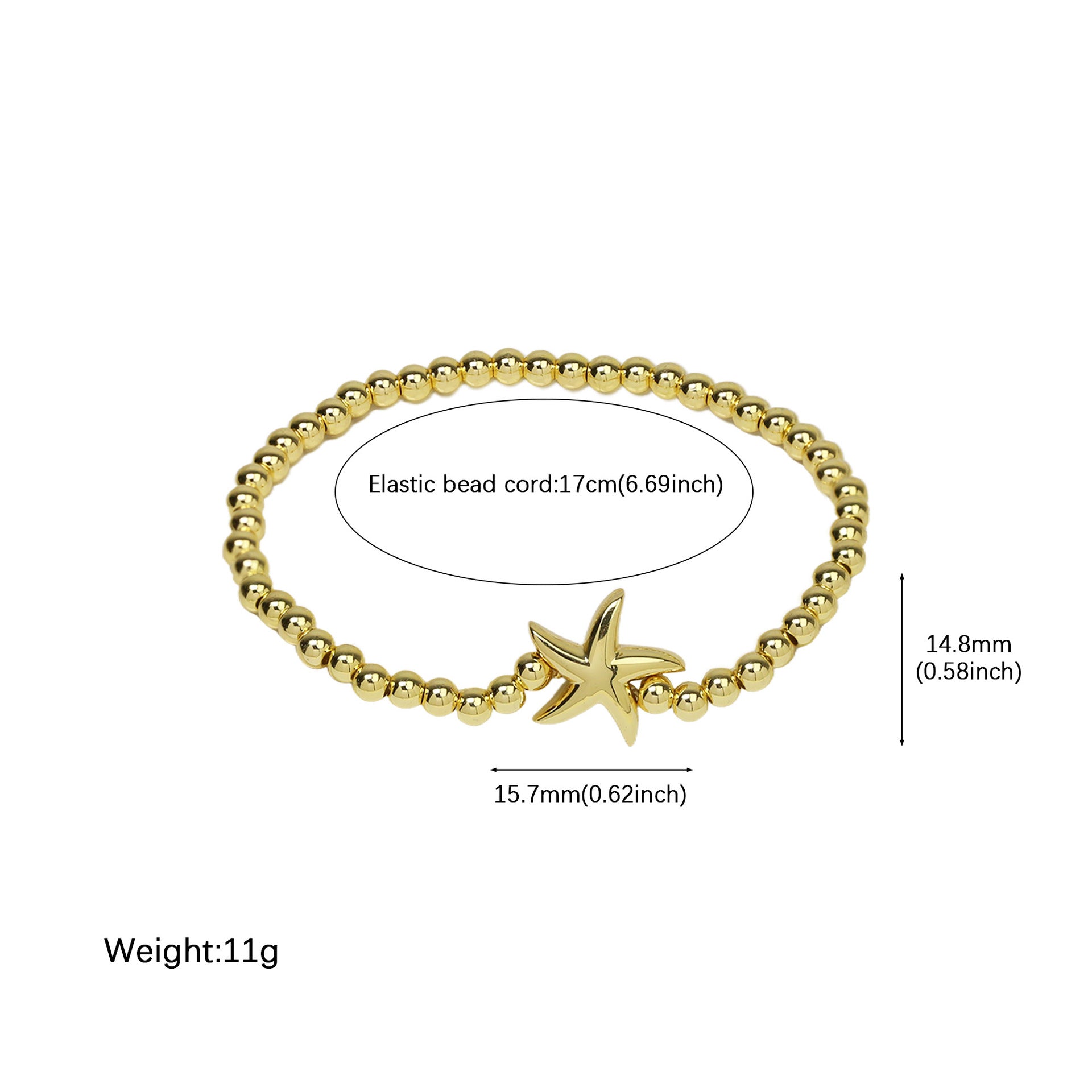 Wholesale Brass Marine Life Series Conch Starfish Shell Beaded Elastic Thread Women' s Bracelet