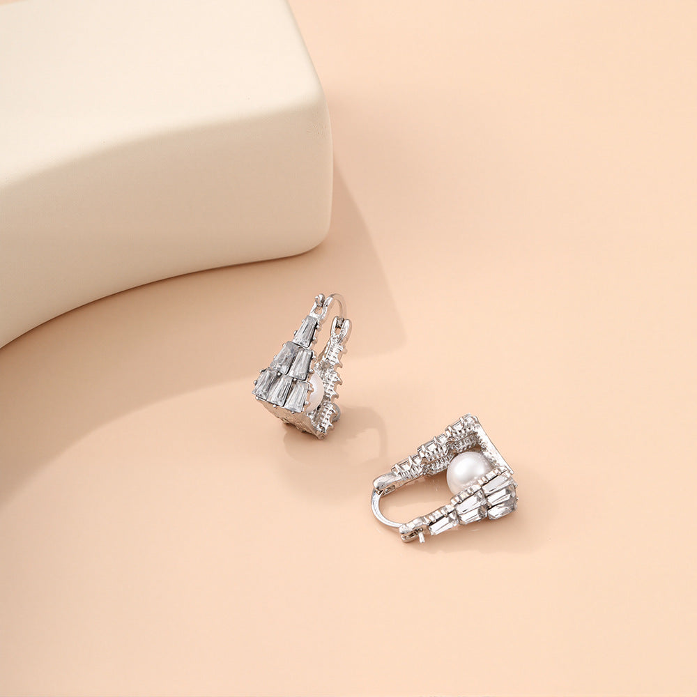 Wholesale Light luxury zircon pearl earrings