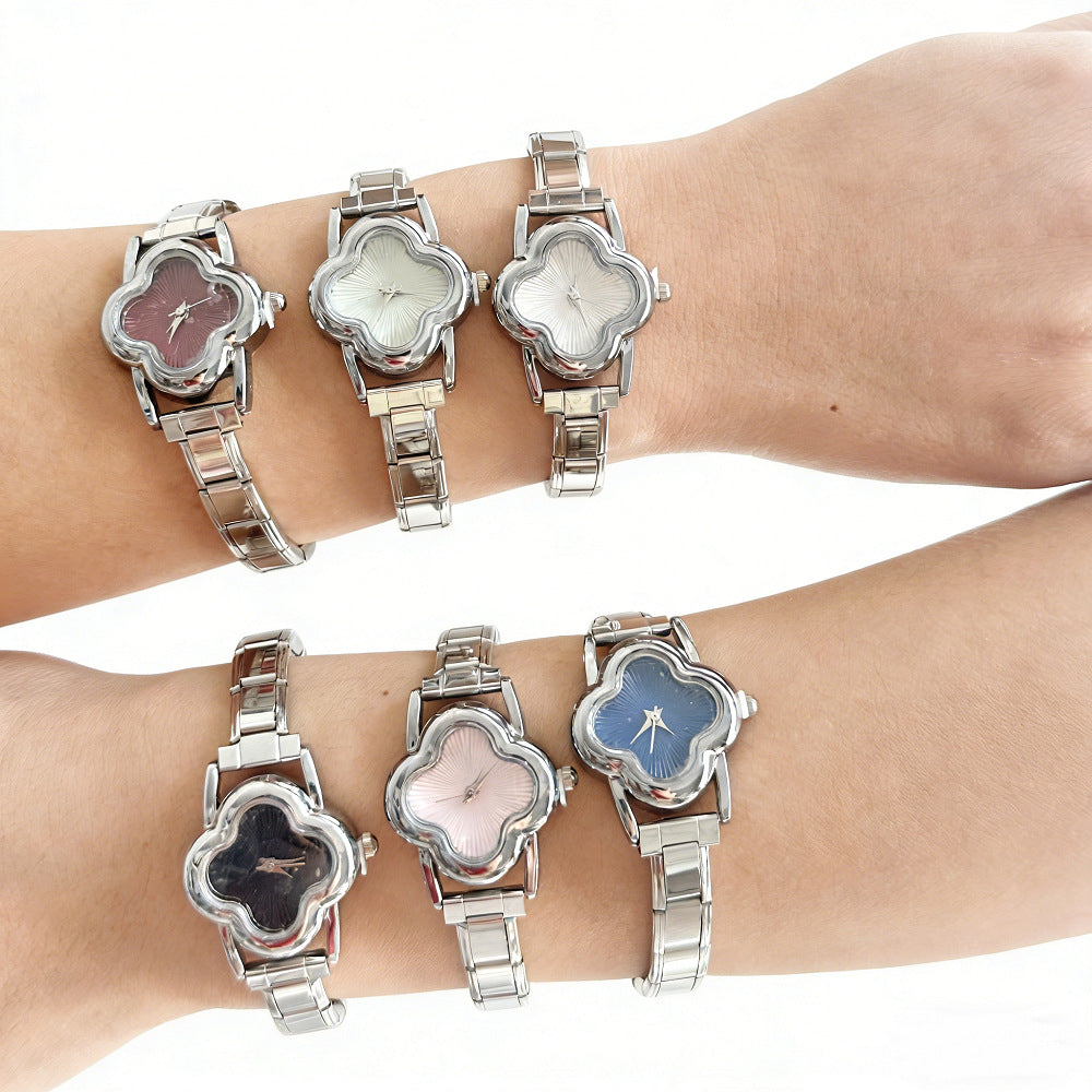 Wholesale Four-Leaf Clover Modular Women' s Watch with Detachable Steel Band,  DIY Fashion Accessory for Parties and Gifts