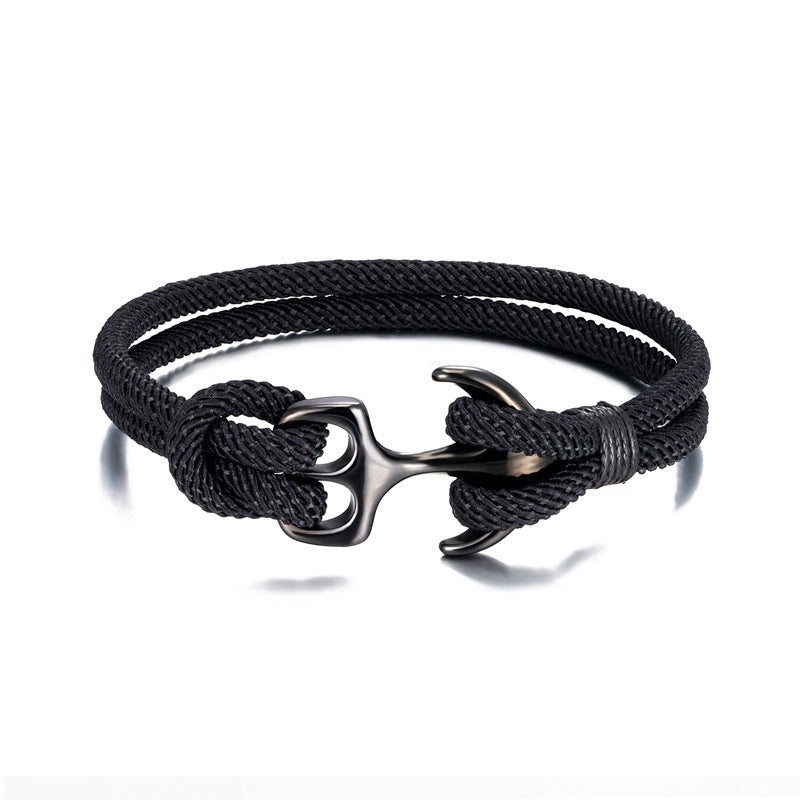Wholesale  double strand anchor bracelet domineering sailing black bracelet